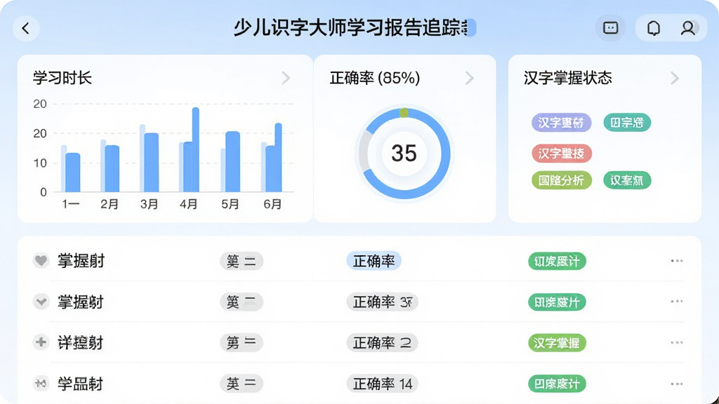 �ٶ�ʶ�ִ�ʦѧϰ����׷�ٽ��棬����������ͼ���ͺ��������б�������Ϊ�Ϸ�ͳ�ƿ�Ƭ���·���ϸ�б����Ű���������Ϊ��Լ���µĽ����磬ϸ�ڰ���ѧϰʱ����״ͼ����ȷ�ʰٷֱȡ���������״̬��ǩ�����ʸ��壬�ɾ����޶���Ԫ��