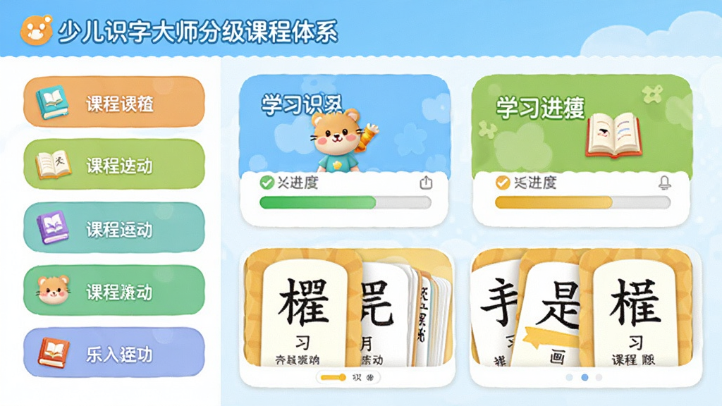 �ٶ�ʶ�ִ�ʦ�ּ��γ���ϵ���棬�����ǿγ̼����б��ͽ���չʾ������Ϊ��༶�𵼺����Ҳ�γ̿�Ƭ���Ű����������Ϊ���¶�ͯ�����磬ϸ�ڰ�������ͼ�ꡢѧϰ�����������ֿ�Ƭ����ͼ�����ʸ��壬�ɾ����޶���Ԫ��