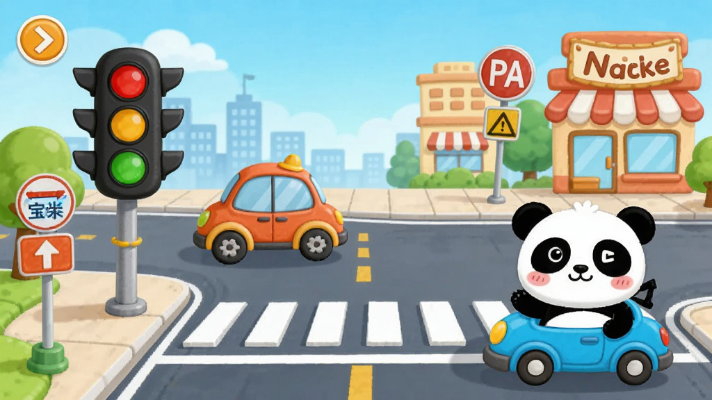 �������а�ȫ���������棬��ͨ���ĳ��е�·�������к��̵ơ������ߡ�С�����Ϳɰ�����è������ɫ�������������ã��������������Ϊ��ͯ�廭�磬ϸ�ڰ�����ͨ��־���̵꽨�������ʸ��壬�ɾ����޶���Ԫ��