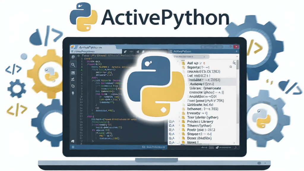 һ��չʾ ActivePython ����ȫò�Ĳ�ͼ������������ ActivePython �Ĺٷ���־��һ̨�򿪵ıʼǱ����ԣ�������Ļ����ʾ�� Python ����༭��������Ѱ�װ�ķḻ���������б�����Χ�����ų��֡�����״ͼ��ʹ�����ţ�����Ϊ���й�ͼ�����Ϊ�ִ��Ƽ���ƽ���廭��ϸ�ڰ�����ɫ���ɫ����ɫ���������ɼ��ġ�ActivePython�������� Python ���α�־�����ʸ���ɾ����޶���Ԫ��