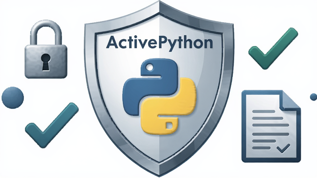 һ��չʾ ActivePython ��ҵ����ȫ��Ϲ汣�ϵ� AI ��ͼ������������һ��������״��ͼ�꣬���������� Python ��־��������Χ������������ѡ��Ǻ��ĵ�ͼ�꣬����Ϊ���й�ͼ�����Ϊ����ȫ�磬ϸ�ڰ�����ɫ������ɫ���������ġ�ActivePython�����ֱ�ʶ�����ʸ���ɾ����޶���Ԫ��