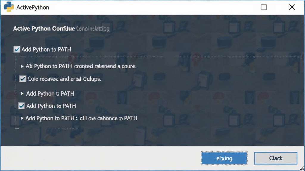 һ��չʾ ActivePython ��װ���ý���� AI ��ͼ�����������ǵ�����Ļ�ϵİ�װ�򵼴��ڣ���������ʾ��Add Python to PATH����ѡ�򱻹�ѡ������Ϊ��Ļ��д���У����Ϊ���������ͼ�磬ϸ�ڰ��������İ�װѡ�����ֺ���ɫ������ť�����ʸ���ɾ����޶���Ԫ��