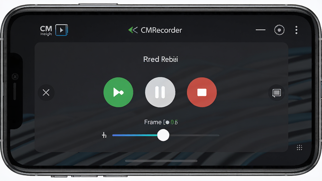 CMRecorder����������չʾ������Ϊһ�������ֻ���Ļ����Ļ����ʾ¼�����������¼�Ʋ�������ѡ����ֲ��þ��жԳ���ƣ��Ű�����չʾ��ʼ¼�ơ���ͣ��ֹͣ�Ⱥ��İ�ť�����Ϊ�ִ��Ƽ��б�ƽ��UI��ƣ�ϸ�ڰ������廭�ʱ�ʶ��֡�ʵ��ڻ��飬�����������ɾ����޶���Ԫ��