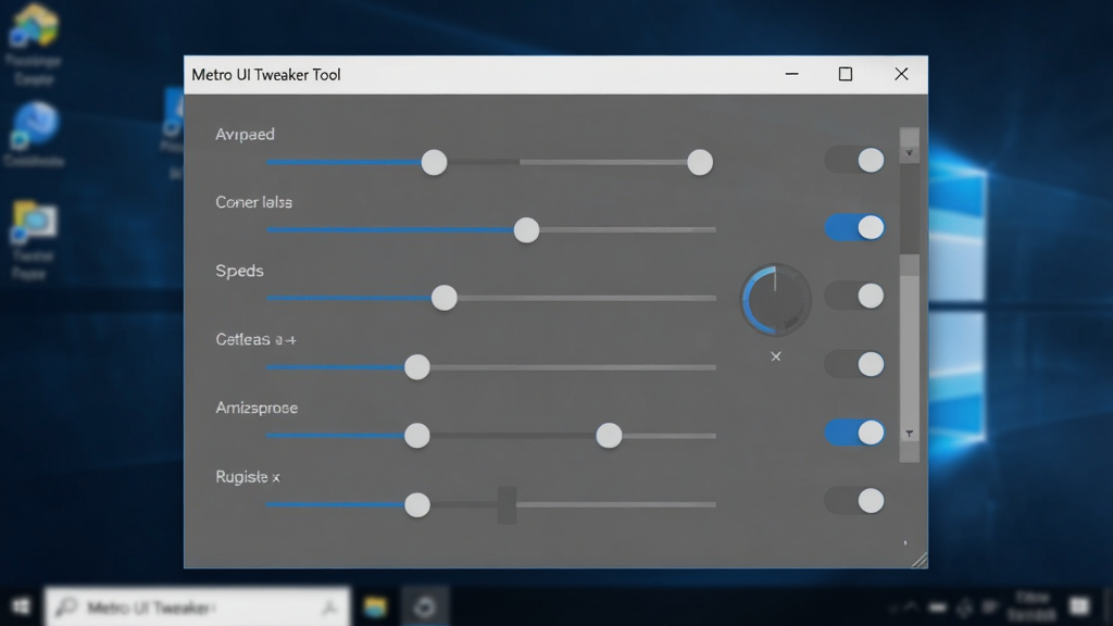 һ��չʾ Metro UI Tweaker Tool ϵͳ�������ý����ͼƬ�����������������ڰ����������Ϳ��ؿؼ������ڵ��ڶ����ٶȺ��Ӿ�Ч�����������ƽ������ɫ������Ϊ��������Ϊģ���� Windows ���棬����ɾ����࣬���� 