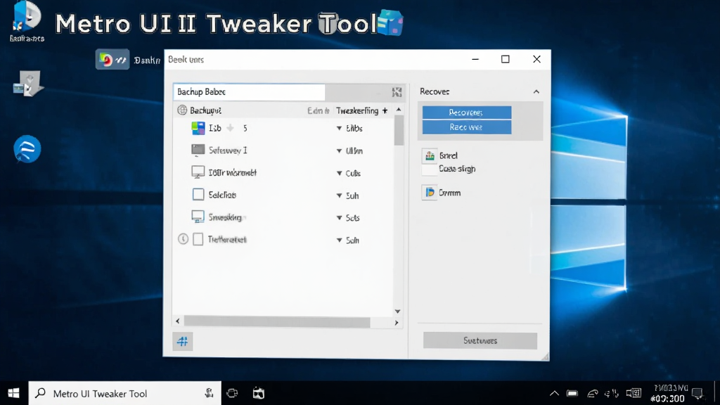һ��չʾ Metro UI Tweaker Tool ������ָ����ܽ����ͼƬ�����������������ڰ��������б��ͻָ���ť����������ֱ�ۣ�����Ϊ Windows ���棬������� 