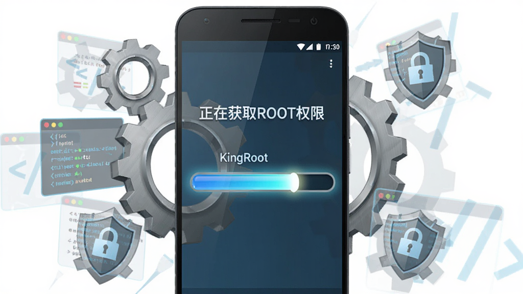 ����������һ����׿�ֻ�����Ļ����ʾKingRoot�������������У��������Ϸ���