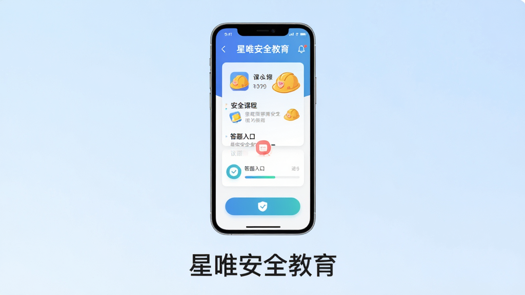 ����Ϊһ�������ֻ�����Ļ��ʾ��Ψ��ȫ����App�����棬���������ȫ�γ̿�Ƭ��������ںͽ�����������Ϊ����չʾ�ֻ����棬����Ϊǳ��ɫ���䣻�Ű���󷽣��ֻ��·��С���Ψ��ȫ���������֣����Ϊ�ִ���ƽ��UI���ϸ�ڰ����γ�ͼ�ꡢ��ͨ��ȫñԪ�ء�Բ�ǰ�ť�����ʸ��壬����ɾ����޶���Ԫ�ء�