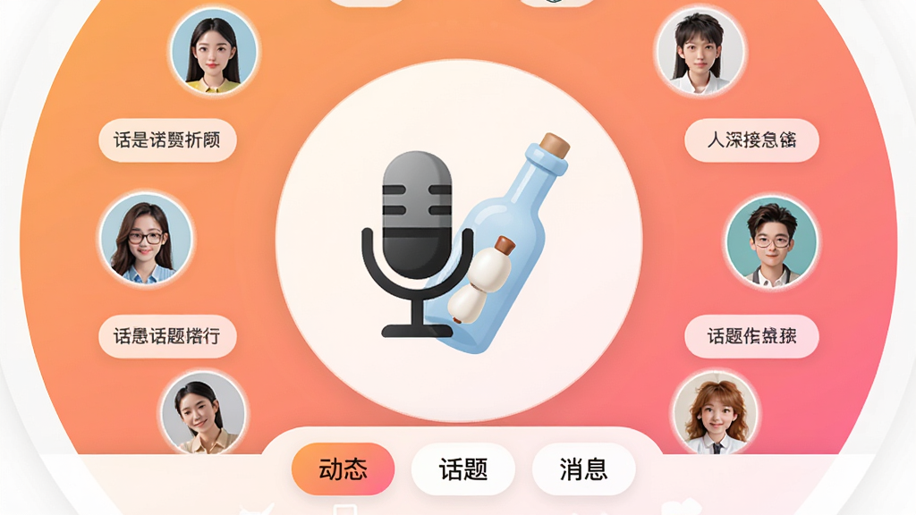 һ��Բ���罻�������棬��������˷���Ư��ƿ���ͼ�꣬���ܻ������û�ͷ��ͻ����ǩ������Ϊ��ů�ĳȷ۽���ɫ������ײ��С���̬�������⡱����Ϣ��������ť�����������ɾ����Ű����룬�޶���Ԫ��