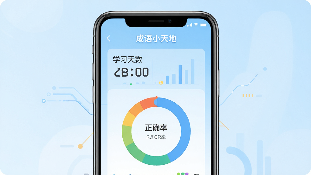 ����С���ѧϰ����׷�ٽ��棬����չʾ�ֻ���Ļ��ѧϰ����ͳ��ҳ�棬��Ļ����ʾ������С��ء�Ӧ�����ƣ�����ѧϰ��������ѧ������������ȷ�ʻ���ͼ��������Ϊ��Լ��ǳ��ɫ���䣬����Ϊ�ֻ�����չʾ���У����Ϊ�ִ��Ƽ��б�ƽ��ƣ�ϸ����ͼ��ɫ��������������������Χ��ϸ΢����������װ�Σ����ʸ��壬�ɾ����޶���Ԫ��