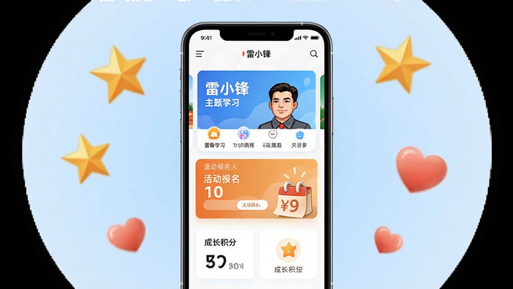 ��С��Ӧ��������ȫòչʾ�������������ֻ���Ļ����Ļ����ʾ��С��APP��ҳ����������ѧϰ��Ƭ���������ںͳɳ�����ģ�飬����Ϊ����ɫ���䣬��Χ��׺�����׷澫���������밮��Ԫ�أ���������죬���廭�ʣ��ɾ��޶���Ԫ�أ�ͼ������Ϊ����С�桱