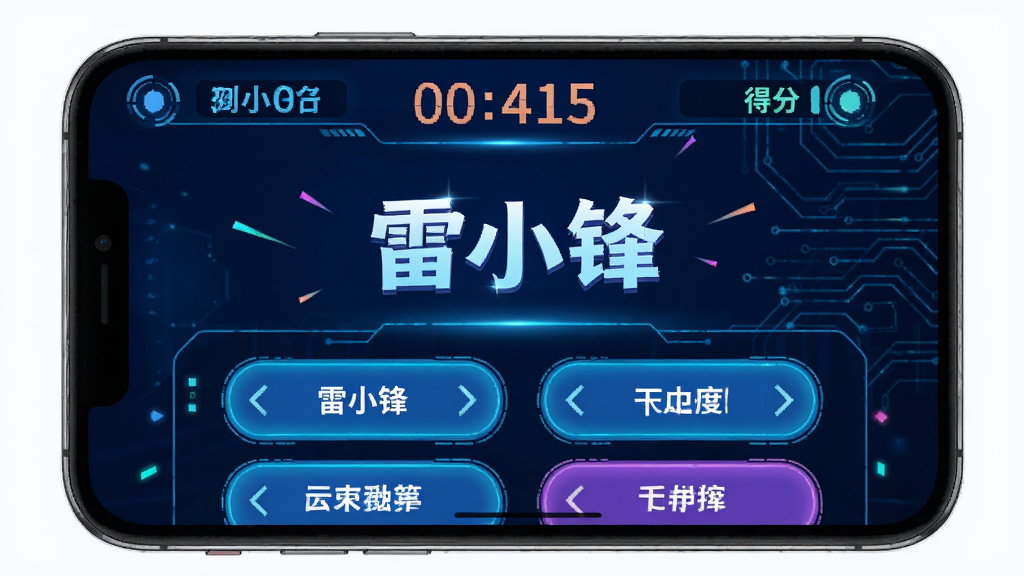 ��С��֪ʶ�ʴ���ս���棬�ֻ���Ļ��ʾ��Ŀ��ѡ�ť����Ļ�Ϸ��е���ʱ�͵÷֣�����Ϊ��ɫ�Ƽ��������������þ�����ϸ�����������廭�ʣ��ɾ��޶���Ԫ�أ�ͼ������Ϊ����С�桱