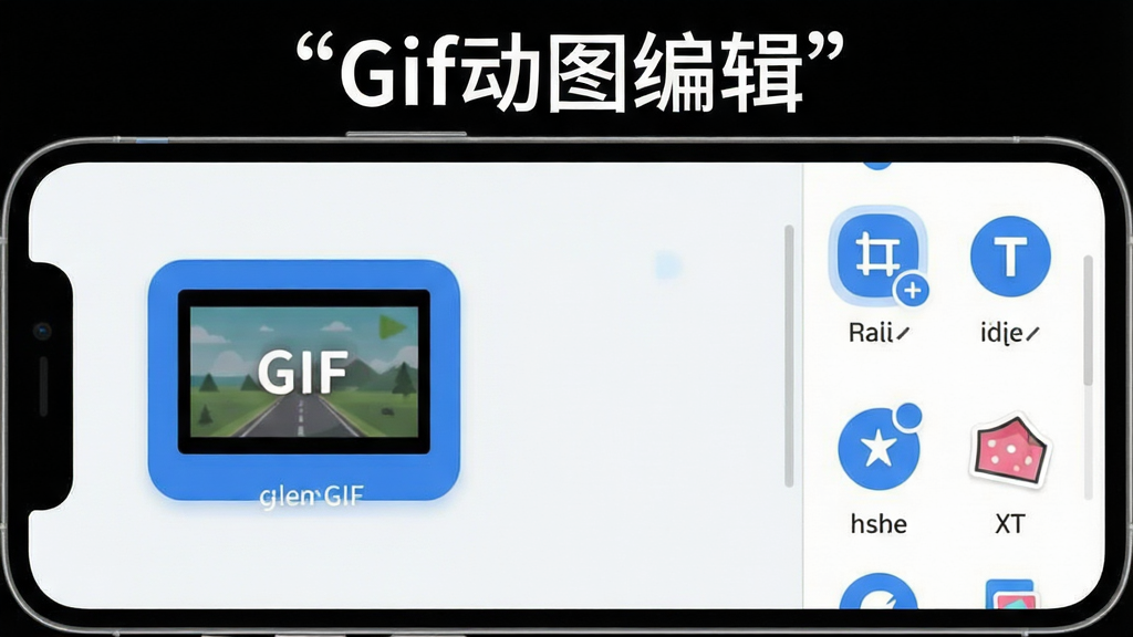 һ��չʾGif��ͼ�༭����������ֻ���Ļ��ͼ�������������������������������ʾ��ƵתGIF������ڣ��Ҳ�չʾ��ͼ�༭�������������ü������١����֡���ֽ��ͼ�꣬���岼���������򣬲��ñ�ƽ����Ʒ����ɫ����ɫ�Ͱ�ɫΪ����ϸ����ͻ�����ܰ�ť��Բ��к��ִ��У����ʸɾ��������޶���Ԫ�أ���Ļ�Ϸ������ű�ע��Gif��ͼ�༭��������