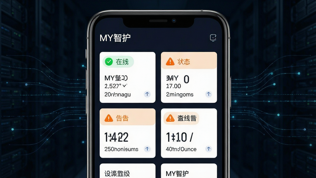 MY�ǻ�ʵʱ�豸��ع���չʾͼ����������Ϊ�ֻ���Ļ��ʾ�豸�����壬������ж���豸��Ƭ��ÿ����Ƭ����״ָ̬ʾ�ƺͼ�Ҫ����������Ϊ��ɫ�Ƽ��н��棬��׺�����������������ֲ����������У����ƫ������Ƽ���ϸ�ڰ�����ɫ���߱�ʶ����ɫ�澯��ʶ����������ֵ��ʾ�����ʸ���ɾ����޶���Ԫ�أ���Ļ�Ϸ���ע��MY�ǻ���