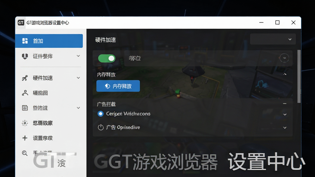 GT��Ϸ������������Ľ���չʾ������Ϊ������崰�ڣ�����Ϊ���˵������Ҳ�ѡ�������Ű��������룬���Ϊ�ִ���ƽ����ƣ�ϸ�ڰ���Ӳ�����ٿ��ء��ڴ��ͷŰ�ť���������ѡ����ʸ��壬�ɾ��޶���Ԫ�أ����������ֱ�ע��GT��Ϸ����� �������ġ���