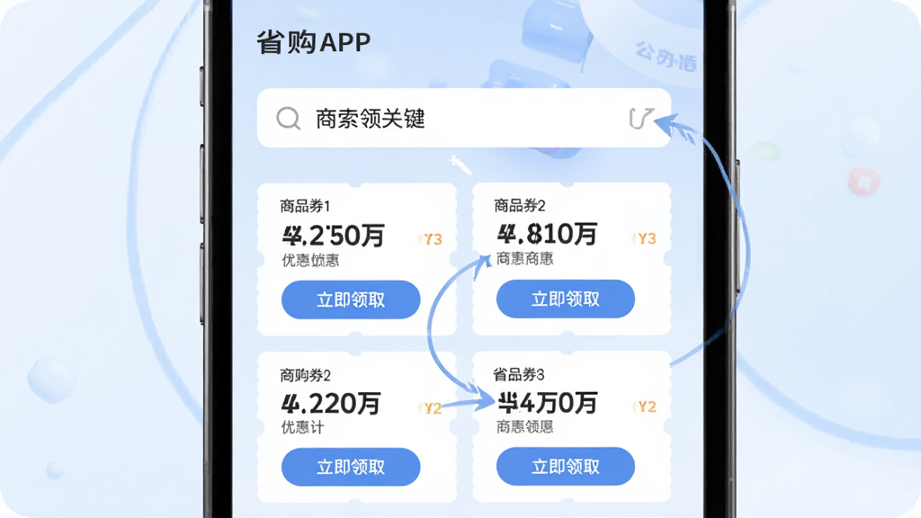 ʡ��APP������ȯ���ܽ��棬�ֻ���Ļ��ʾ��������������Ʒ�ؼ��ʣ��·����������Ż�ȯ��Ƭ��ÿ�ſ�Ƭ����ȯ����͡�������ȡ����ť������Ϊ���ǳ��ɫ�����������ִ�������ͻ���������Ż�ȯ�Ĺ�����ϸ�����������ʸɾ����޶���Ԫ��