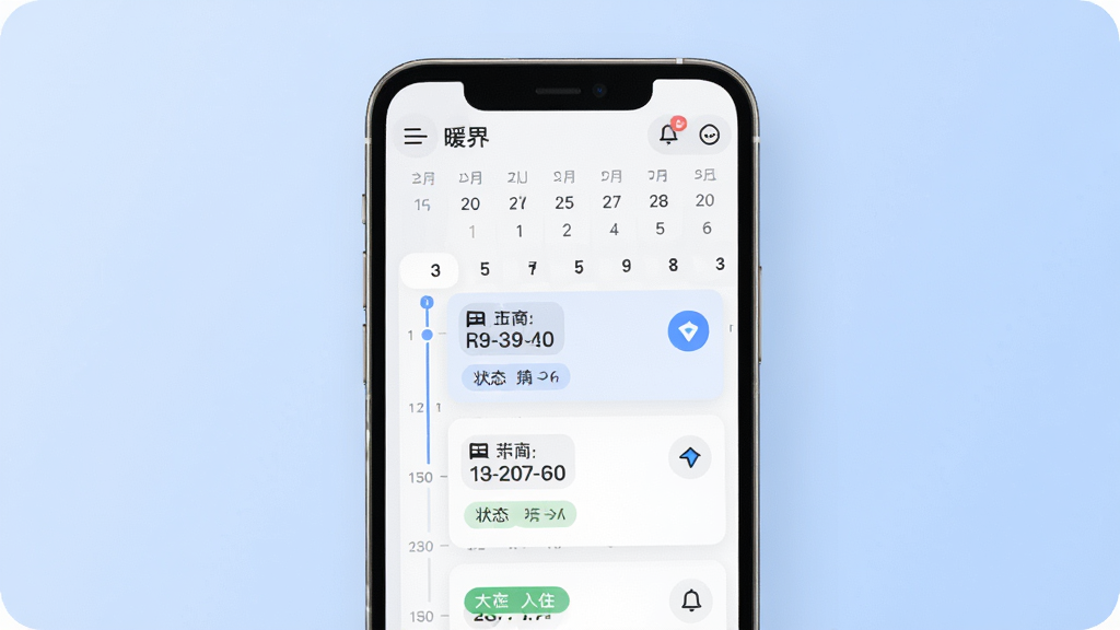ů�������г̹������棬���������ֻ���Ļ��ʾ������ͼ�붩����Ƭ����Ƭ���оƵ����ơ���ס���ں͵���ͼ�꣬����Ϊ�����ɫ��������Ϊ��Ƭʽ��Ϣ�������Ϊ��ԼЧ���ͣ�ϸ�ڰ���ʱ���ᡢ״̬��ǩ����������ͼ�꣬�����������ɾ����޶���Ԫ��