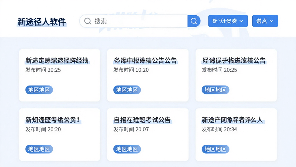 ��;����������Ѷҳ�棬��Ļ����ʾ�������Թ��濨Ƭ��ÿ����Ƭ�������⡢����ʱ��͵�����ǩ���������������ͷ���ɸѡ��ť��������ˬ��࣬��ɫ���ɫ��ɫ���ʺ�������Ѷ��Ӧ��չʾ�����廭�ʣ��ɾ��޶���Ԫ��