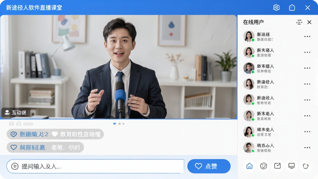 ��;��������ֱ�����ý��棬��Ļ�Ϸ���ʾ��ʦ�ڿλ��棬�·�Ϊ�������������Ҳ��������û��б����ײ������������͵��ް�ť�����������ִ�����ɫ���ɫ���䣬�ʺ����߽���ֱ������չʾ�����廭�ʣ��޶���Ԫ��