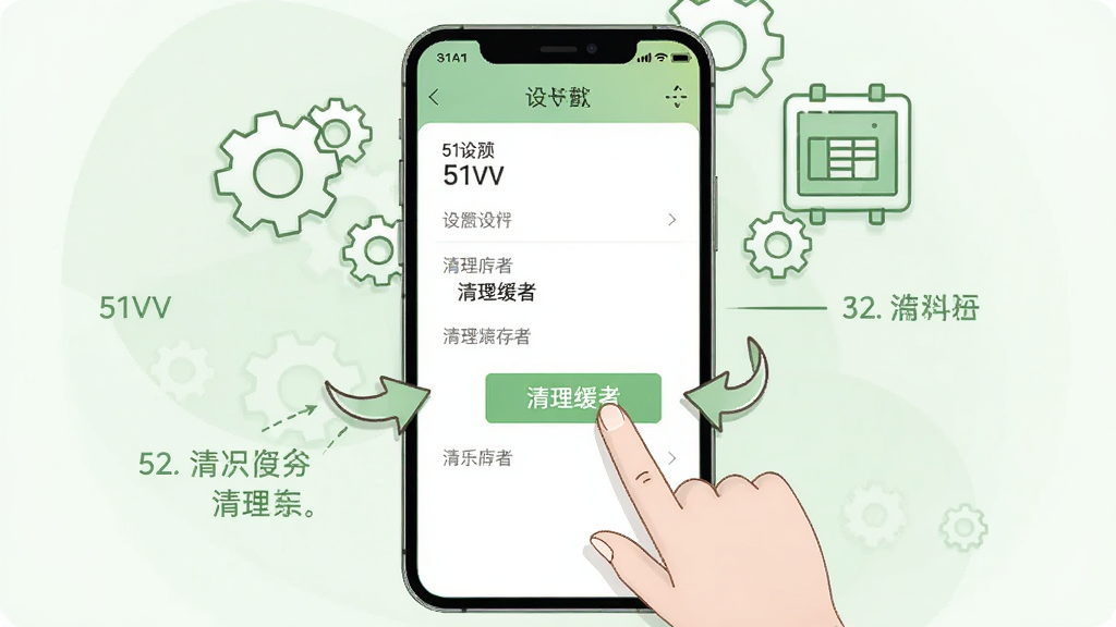 һ��չʾ51VV�ƶ��˲�������Ľ̷̳��廭��������һ���ֻ�������ʾ51VV������ҳ�棬��ָ���ڵ���������水ť���Ա��м�ͷָʾ�������裬��Ļ��Χ�г��ֺʹ洢�ռ�ͼ�꣬����������������ɫ�԰�ɫ�͵���ɫΪ��������ɾ���������ʸ���