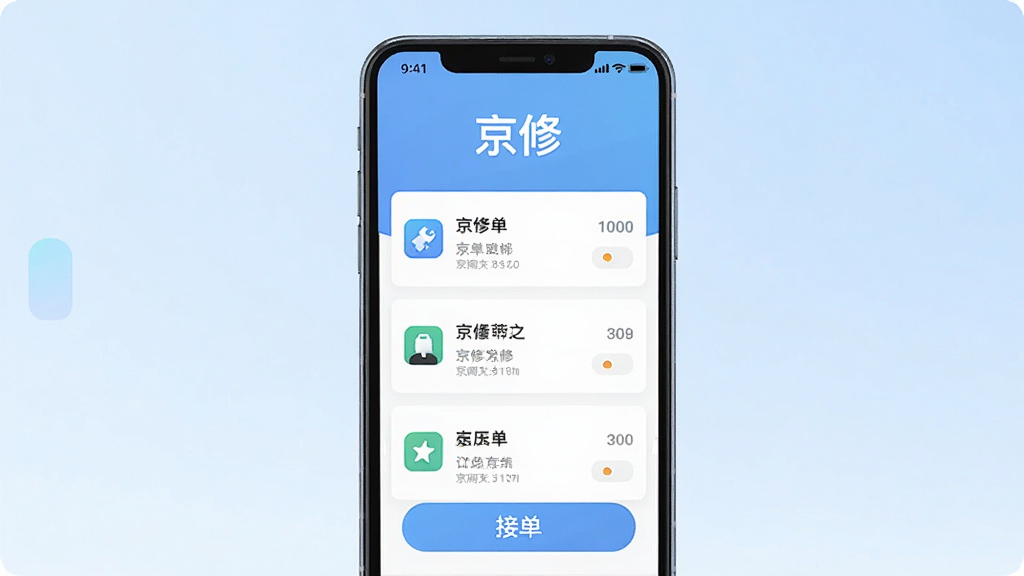һ���ֻ���Ļչʾ����APP��ҳ���棬�������С����ޡ����ֱ�ʶ������Ϊ����ɫ���䣬������һ̨�����ֻ����ֻ�����ʾ�����б��ͽӵ���ť�����־��У��Ű��࣬���Ϊ��ƽ���Ƽ��У�ϸ�ڰ���ͼ�ꡢ��Ƭʽ������Ϣ�����ʸ��壬�ɾ����޶���Ԫ��