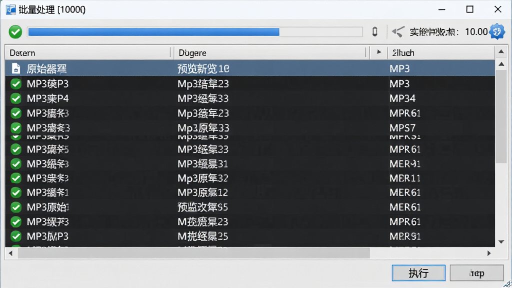 Mp3�Զ�����������������������ʵʱԤ�����ܵĽ���չʾ������Ϊ���������ڣ��б�������ʾ����MP3�ļ�����ԭʼ������Ԥ�������ƵĶԱ��У�������ʾ���������ļ�����ͳ�ƣ��ײ�Ϊִ�а�ť������Ϊ���͵ı����б��ṹ�����Ϊרҵ���ݹ������߽��棬ϸ�ڰ�����ɫ�Թ���ʶ����ɫ���������ļ��������µȣ������������ɾ����޶���Ԫ��