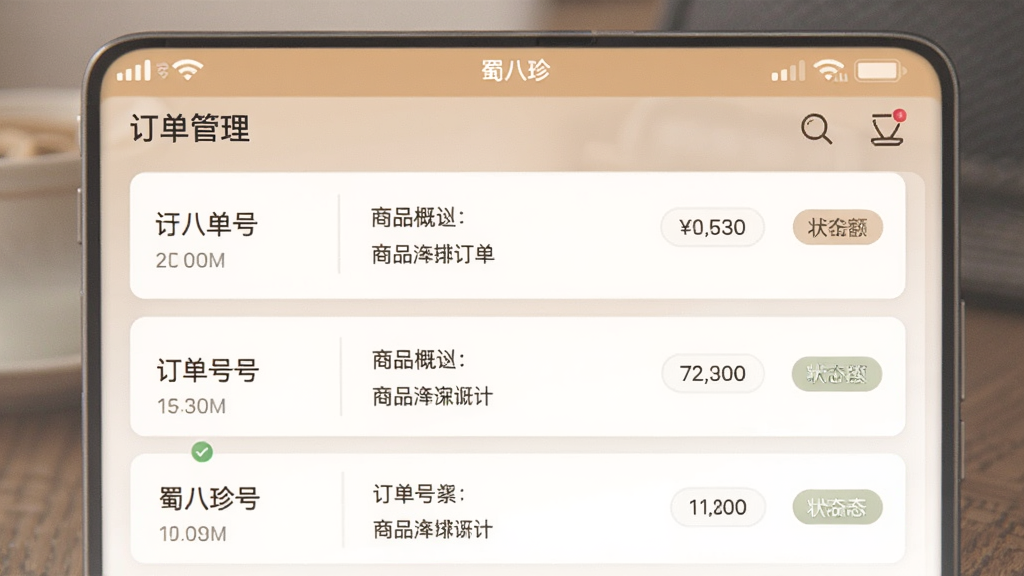 �����App��������ҳ�棬չʾ�����б���ÿ���������������š���Ʒ��Ҫ������״̬��ǩ��������ÿ�Ƭʽ���֣���ɫ�ºͣ�����Լ���񣬻��ʸ��壬�ɾ�����