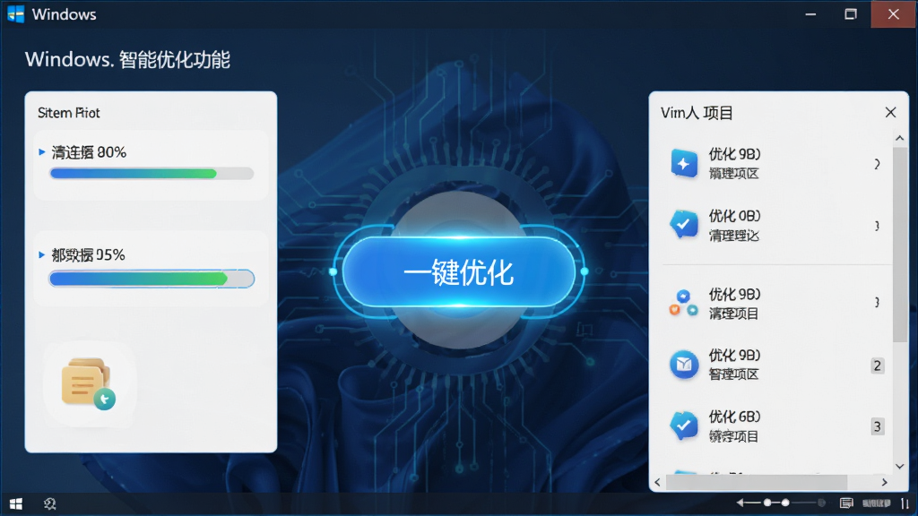 Windows �����Ż�һ�������Ż�����չʾͼ����������Ϊ���������е�һ���Ż���ť��������ʾ����Χ����ϵͳ�������������Ż���Ŀ�б������־��жԳƣ����Ƽ���ʮ�㣬ϸ�����������ʸɾ����޶���Ԫ��