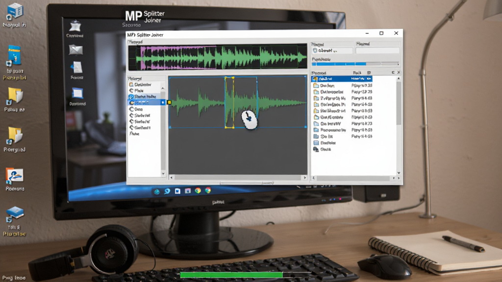 һ�ŵ��������� MP3 Splitter Joiner �������в���ʾ�������ļ��б���ʵ�ķ��ͼ��������������϶�ѡ�����Ա߷���һ��������ʼǱ������Ϊ����칫������ϸ�ڰ�����Ļ���⡢����ͼ��������������ʾ�������������ɾ����޶���Ԫ��