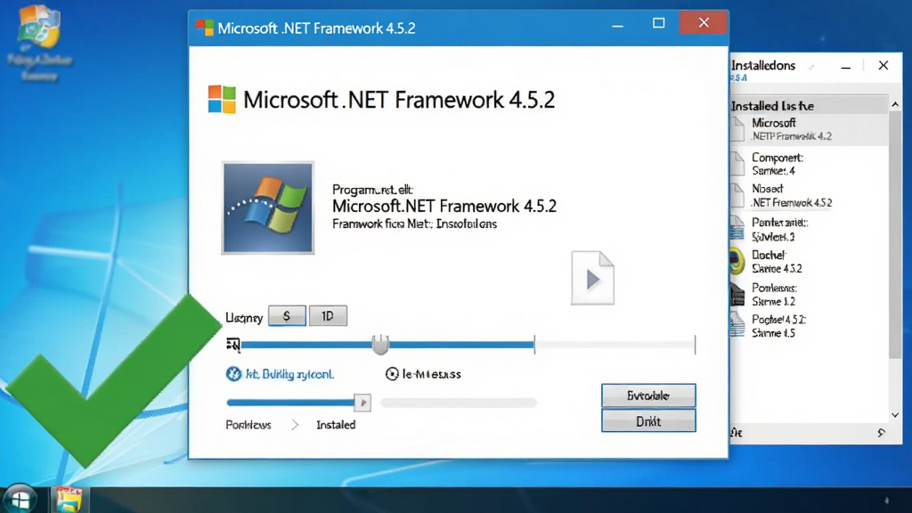 һ��չʾ Microsoft .NET Framework 4.5.2 ����ȫò�ĺ����ͼ�����������Ǵ���΢����־����ɫ�Ӵ�����������װ���棬�����������д�š�Microsoft .NET Framework 4.5.2���������Ǽ��� Windows ���滷�������ڷ��Ŵ����������гɹ�����ɫ�Թ�ͼ�꣬�Ҳ���ʾ�Ѱ�װ����б���������Ϊ�ɾ��ĿƼ�����磬ϸ�ڰ������水ť�����������ļ�ͼ�꣬���ʸ��壬����ɾ����޶���Ԫ�ء�