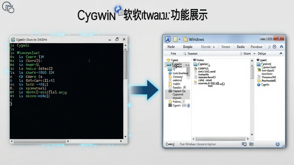 Cygwin ��������չʾͼ����������� Cygwin �ն������� ls �����г��ļ����Ҳ��� Windows ��Դ������������ʾ��ͬĿ¼���м��ü�ͷ���ӱ�ʾӳ���ϵ������Ϊǳ��ɫ�������Ƽ��У������������޶���Ԫ��