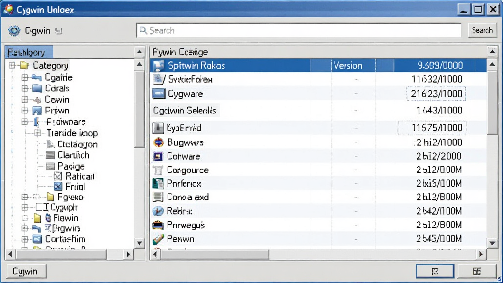 Cygwin ������װ����ʾ��ͼ������������ Cygwin ��װ�򵼵�������ѡ���б������Ϊ���������Ҳ�Ϊ������汾�ţ�������������������ɫΪ��������׻ң������ʽ���ɾ��������������޶���Ԫ��