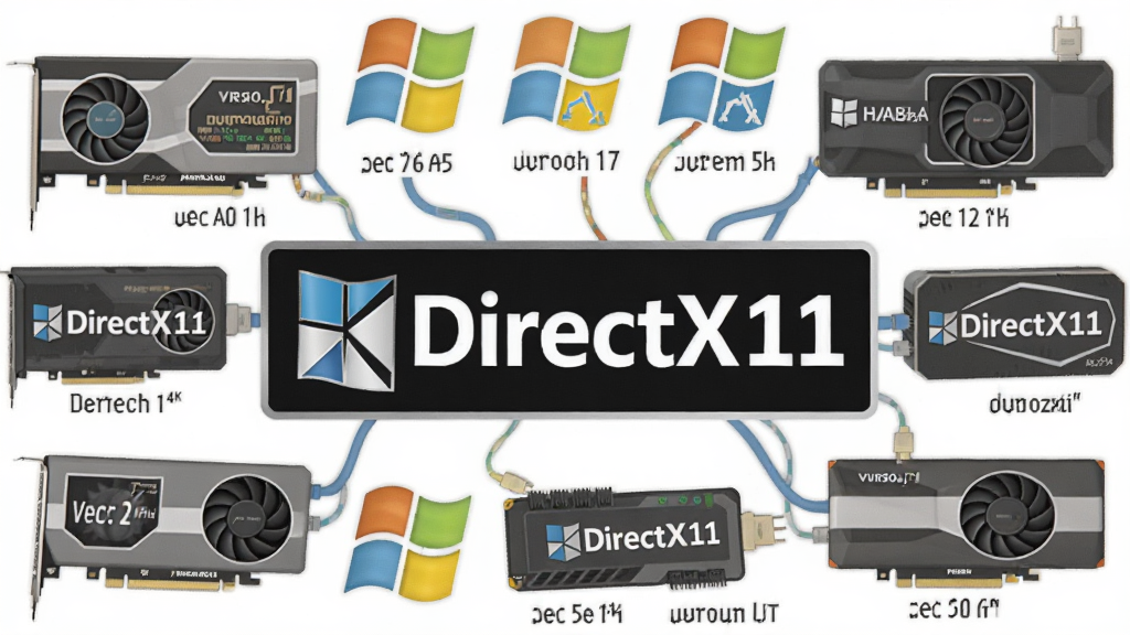 һ��չʾDirectX11�㷺�����Ե�ͼƬ�������Ƕ����ͬ������Կ���Windowsϵͳͼ�껷����DirectX11��־��Χ������Ϊ�������У����Ϊ��ƽ���Ƽ��廭��ϸ�ڰ����Կ��ͺű�ǩ��ϵͳ�汾ͼ�ꡢ�������µĳ��󻯴��������������ɾ��޶���Ԫ�أ�4K�ֱ���