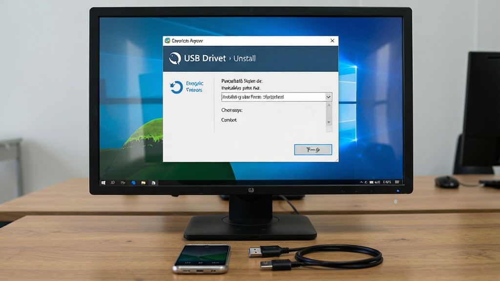 һ��չʾ�ֻ�USB����������Windows���������а�װ�����ͼƬ�����������ǵ�����Ļ��ʾ������װ�򵼴��ڣ���������