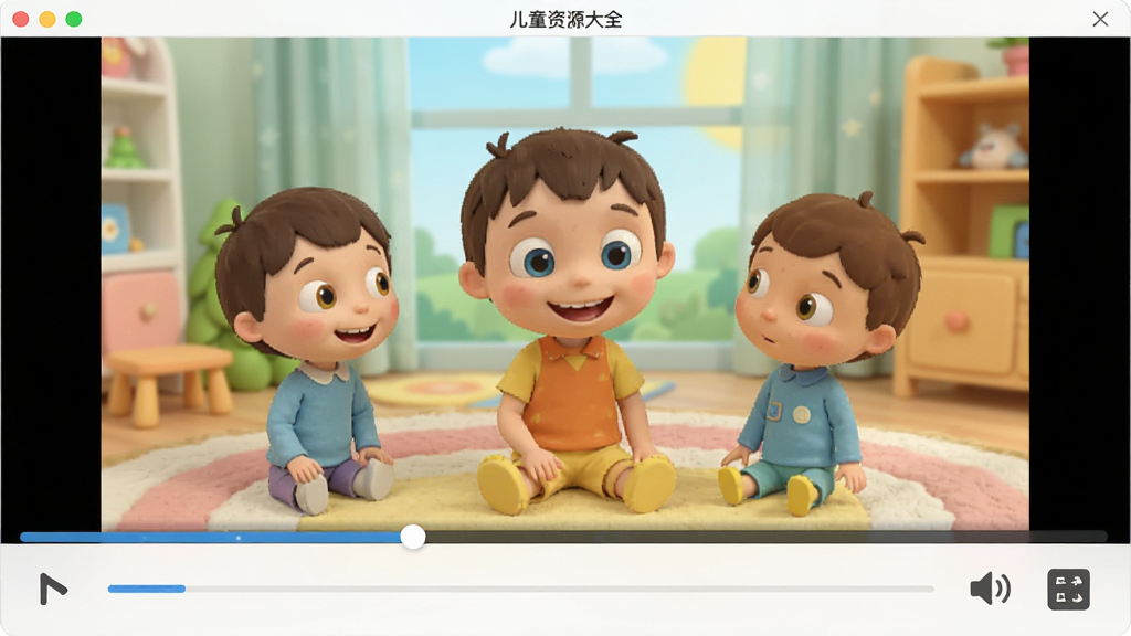 ��ͯ��Դ��ȫ���Զ˲�������չʾ������Ϊ��������ʱ��ȫ�����Ž��棬����Ϊ��Ƶ���������·�Ϊ���������Ű��࣬���Ϊ�ִ����������ϸ�ڰ���������������ͼ�ꡢȫ����ť�������Ķ�ͯ�������棬���ʸ���ɾ��޶���Ԫ��