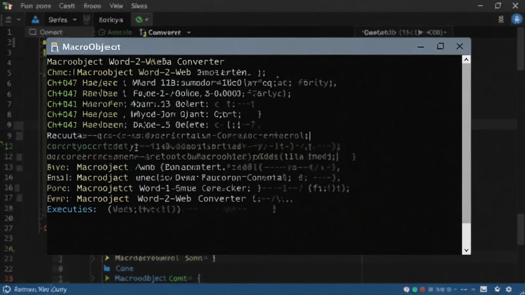 һ�������н�������ʾ��ͼ����ɫ�ն˴�������ʾ Macrobject Word-2-Web Converter �������в�����ִ�н������������ɫ����༭�������Ϊ�������ͼ�������������ɾ��޶���Ԫ��