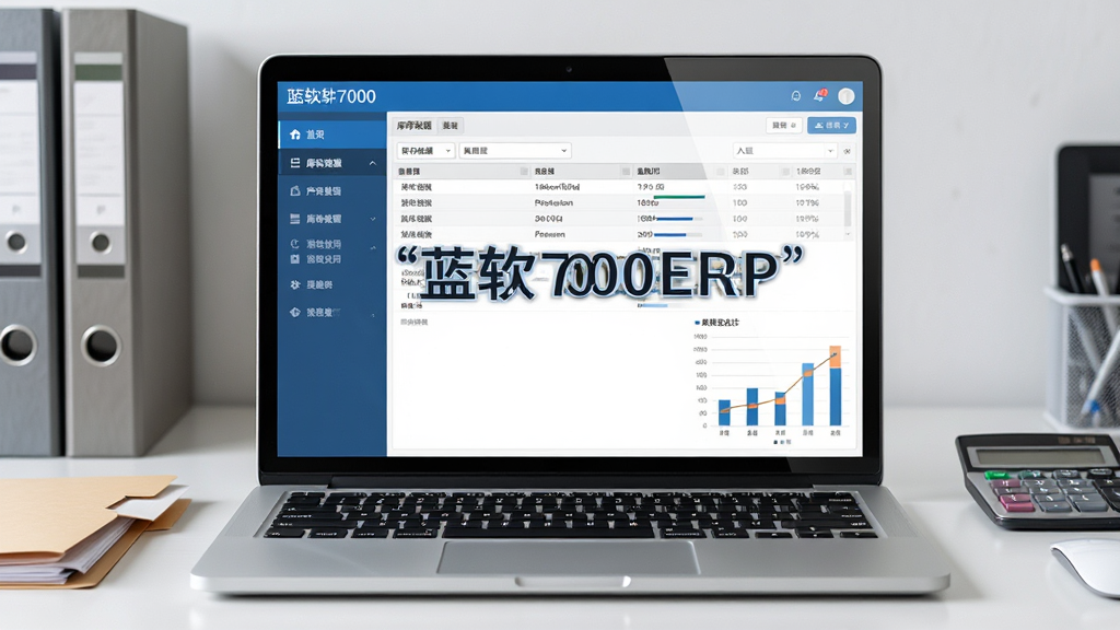 ��������Ϊһ̨�򿪵ıʼǱ����ԣ���Ļ����ʾ����7000ERP���������棬���Ϊ���ܵ��������Ҳ�Ϊ������ݱ�����ͳ��ͼ�������ֲ��þ��й�ͼ������Ϊ���İ칫���棬�����Ϸ����ļ�������������Ű�������������������ʹ�����ű�ע������7000ERP�������Ϊ�ִ�����дʵ�磬ϸ�ڰ�����Ļ���⡢�����ʸ�����������������Ϊ����4K������ɾ����޶���Ԫ�ء�