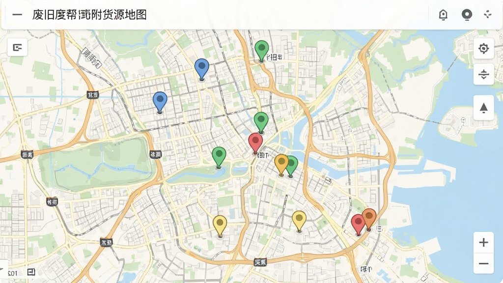 �Ͼɰ︽����Դ��ͼ���棬��������һ�ų��е�ͼ����ͼ���ж����ǵ��ʾ��Դλ�ã�������ǳɫ��ͼ��ͼ���������������ʵ�ã�ϸ���ϱ�ǵ��в�ͬ��ɫ���֣����ʸ��壬�ɾ����޶���Ԫ��