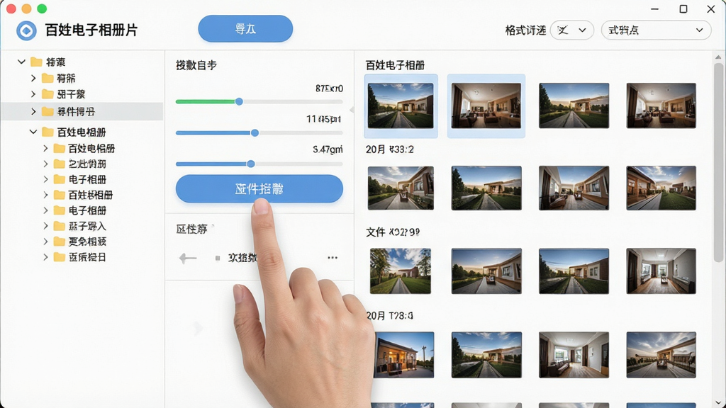 һ����������չʾͼ�����������ǰ��յ���������Ƭ������棬�����ʾ�ļ���Ŀ¼�����Ҳ�����Ƭ����ͼ������Ƭ���������Զ����飬���涥���е��밴ť�͸�ʽɸѡѡ���������һֻ�����ڵ���������밴ť��������ִ���ϸ�ڰ������������ļ�����ͳ�ƣ������������ɾ����࣬�޶���Ԫ��