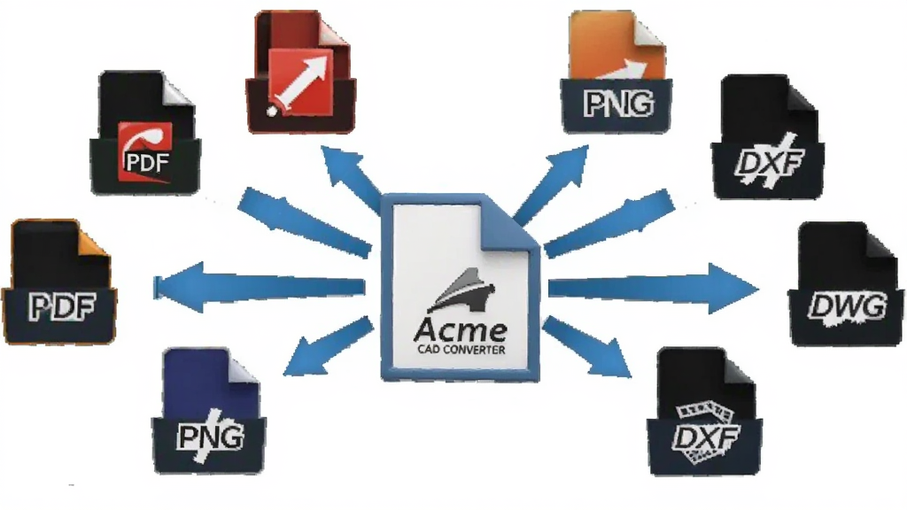 һ��չʾAcme CAD Converter���ʽת�����ܵ�ͼƬ����������һ���ļ�ͼ��������ͬ��ʽͼ�귢ɢ�ļ�ͷ������PDF��JPG��PNG��DXF��DWG�ȣ���������죬���־��У������������޶���Ԫ��