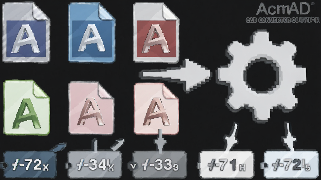 һ��չʾAcme CAD Converter����ת����汾�������ܵ�ͼƬ���������ж��CAD�ļ�ͼ���������룬��ͷָ��һ������ͼ�꣬�����·���ʾ��ͬ�汾�ű�ǩ����������Լ�����ʸɾ����޶���Ԫ��