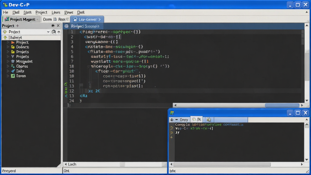 Dev-C++ ����������Ԥ������������༭������Ŀ�������ͱ���������ڣ���ɫ���ɫ����ļ����������У������������ִ��Ƽ��У��ɾ��޶���Ԫ�أ����廭��