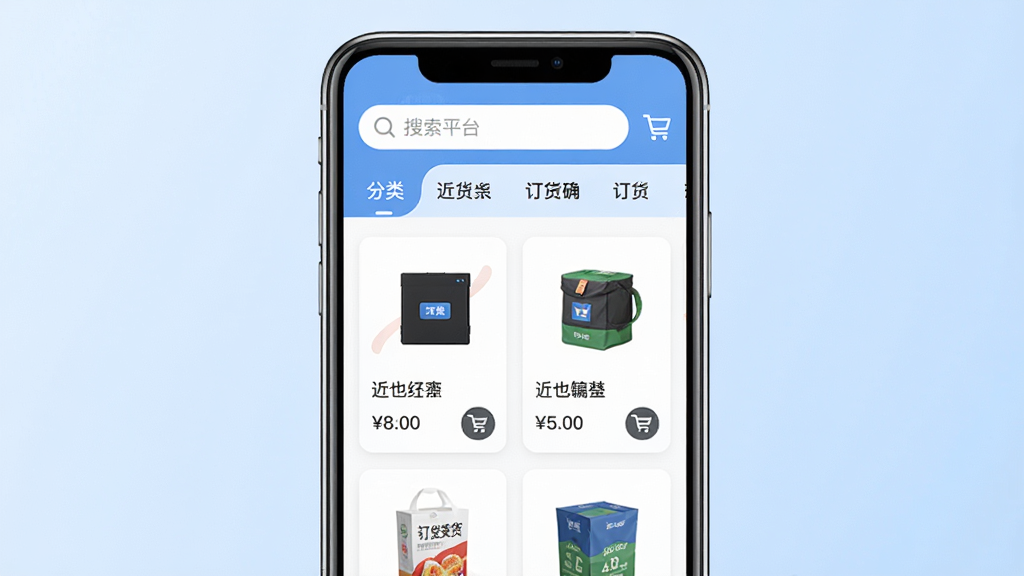��ҲAPP������չʾͼ������������һ�������ֻ�����Ļ����ʾ��Ҳ����ƽ̨����Ʒ�б�ҳ�棬�Ϸ����������ͷ����ǩ���·������Ÿ�����Ʒ��Ƭ����Ƭ����ʾ��ƷͼƬ�����ƺͼ۸����岼�ּ������������Ϊ��͵�ǳ��ɫ���䣬���Ϊ��ƽ��UI��ƣ�ϸ����ͻ��������ť�͹��ﳵͼ�꣬���ʸ��壬�ɾ����޶���Ԫ��