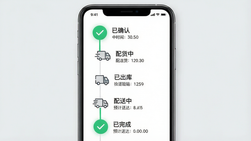 ��ҲAPP����׷��ҳ��չʾͼ����������Ϊ�ֻ���Ļ����Ļ����ʾ����ʱ���ᣬ��������ȷ�ϡ�������С����ѳ��⡱�������С�������ɡ��Ƚڵ㣬ÿ���ڵ�����ͼ�������˵��������Ϊǳ��ɫ�����Ϊ��Լ����ϸ����ͻ����ǰ�ڵ�ĸ�����ʾ��Ԥ���ʹ�ʱ�䣬���ʸ��壬�ɾ����޶���Ԫ��