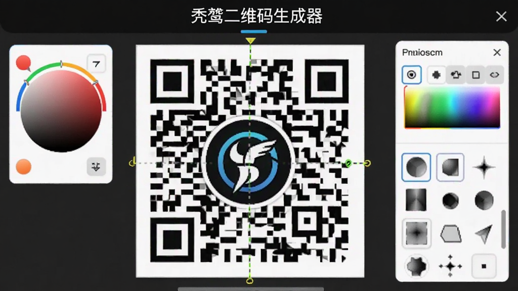 չʾһ�����ڱ༭�еĶ�ά�룬����Ƕ����Բ��Logo����Χ����ɫѡ��������״ѡ����壬�����Ϸ���ע��ͺ�ն�ά���������������Ƽ��У�ϸ�����������ʸɾ�