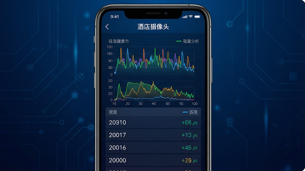 �ֻ���Ļ��ʾ���Ƶ�����ͷ��APP���ź�ǿ�ȷ������棬�������ж���źŲ���ͼ��ǿ����ֵ������Ϊ����ɫ����Ƽ����������ֲ������½ṹ���Ϸ�Ϊ����ͼ�·�Ϊ��ֵ�б������Ϊ���ݿ��ӻ����ϸ�ڰ�����ͬ��ɫ���ź����ߺͿ̶ȱ�ʶ�����ʸ��壬����ɾ����޶���Ԫ��