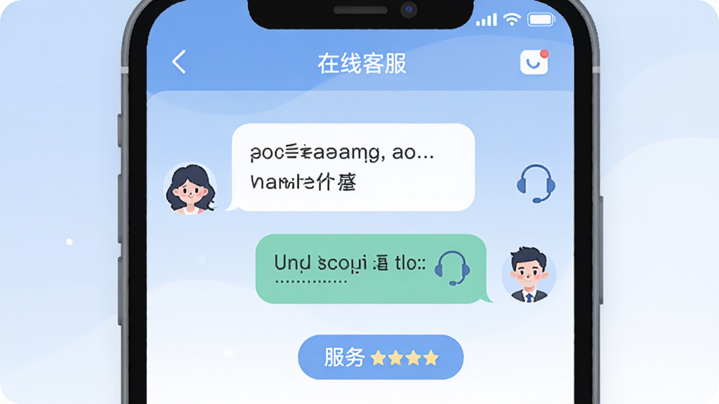 �ֻ���Ļ��ʾ��������APP�����߿ͷ�������棬��Ļ�ڳ��ֶԻ�������ͷ�ͷ�񣬱���Ϊ��͵����׽��䣬���ֲ��þ�����д��ͼ�����Ϊ�����ѺõĲ廭�磬ϸ�ڰ����������������ݡ�����ͼ�ꡢ�������۰�ť�����ʸ��塢�ɾ����޶���Ԫ��