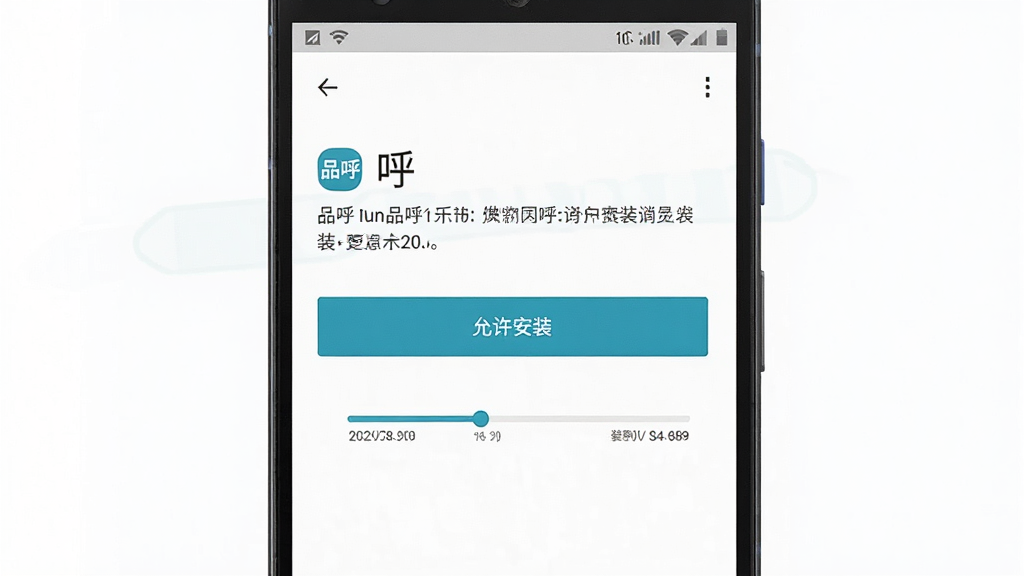 һ��չʾƷ��APP�ڰ�׿�ֻ��ϰ�װ���̵�ʾ��ͼ����������ʾ�ֻ���Ļ���֡�Ʒ������װ���棬������������װ����ť�ͽ�����������Ϊ��ɫ����������ˣ�ϸ������չʾ��װ��ʾ���֣����ʸ��壬�ɾ����޶���Ԫ��