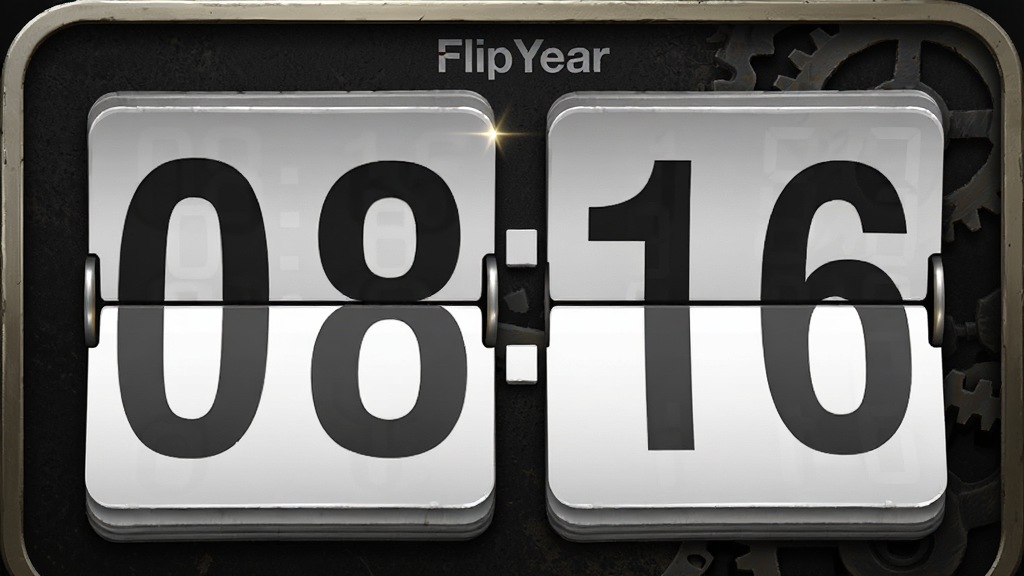 ������ FlipYear Ӧ���ڵķ�ҳʱ�Ӷ�����д����Ļ�������֡�08:16�����ڷ�ת������Ϊ���д�����֣����Ϊ���Ż�е�������ںϣ�ϸ�ڰ�����ҳ��Ƭ��ȡ���Ե�߹⡢������ɫ���������ʸ��壬�ɾ����޶���Ԫ��
