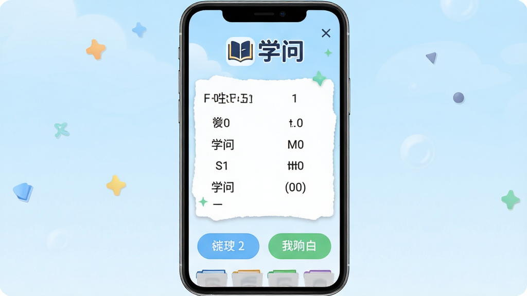 һ��չʾ��ѧ�ʡ�Ӧ���ʴ�����ͼƬ����Ļ������ʾһ��ѡ���⣬�Ϸ��С�ѧ�ʡ�logo���·���ѡ�ť������Ϊ����ɫ���䣬���������������ã�ϸ�ڷḻ�����ʸ��壬����ɾ����޶���Ԫ��