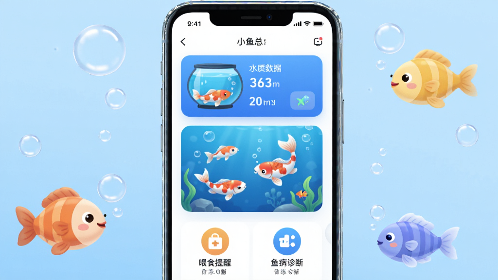 ��������һ�������ֻ�����չʾ����Ļ�ڳ���С����App�����棬�����Ϸ������ˮ�����ݿ�Ƭ���м��н����ζ��������·�����ιʳ�������㲡��Ϲ���ͼ�꣬�ֻ���Χ���Ƽ�����ͨ����С������ݣ�����Ϊǳ��ɫ���䣬���岼�ּ�����������Ϊ��ƽ��UI�廭��ϸ�����ֻ��߿�����΢���⣬���ݴ�С���䣬���ʸ��壬�ɾ����޶���Ԫ��
